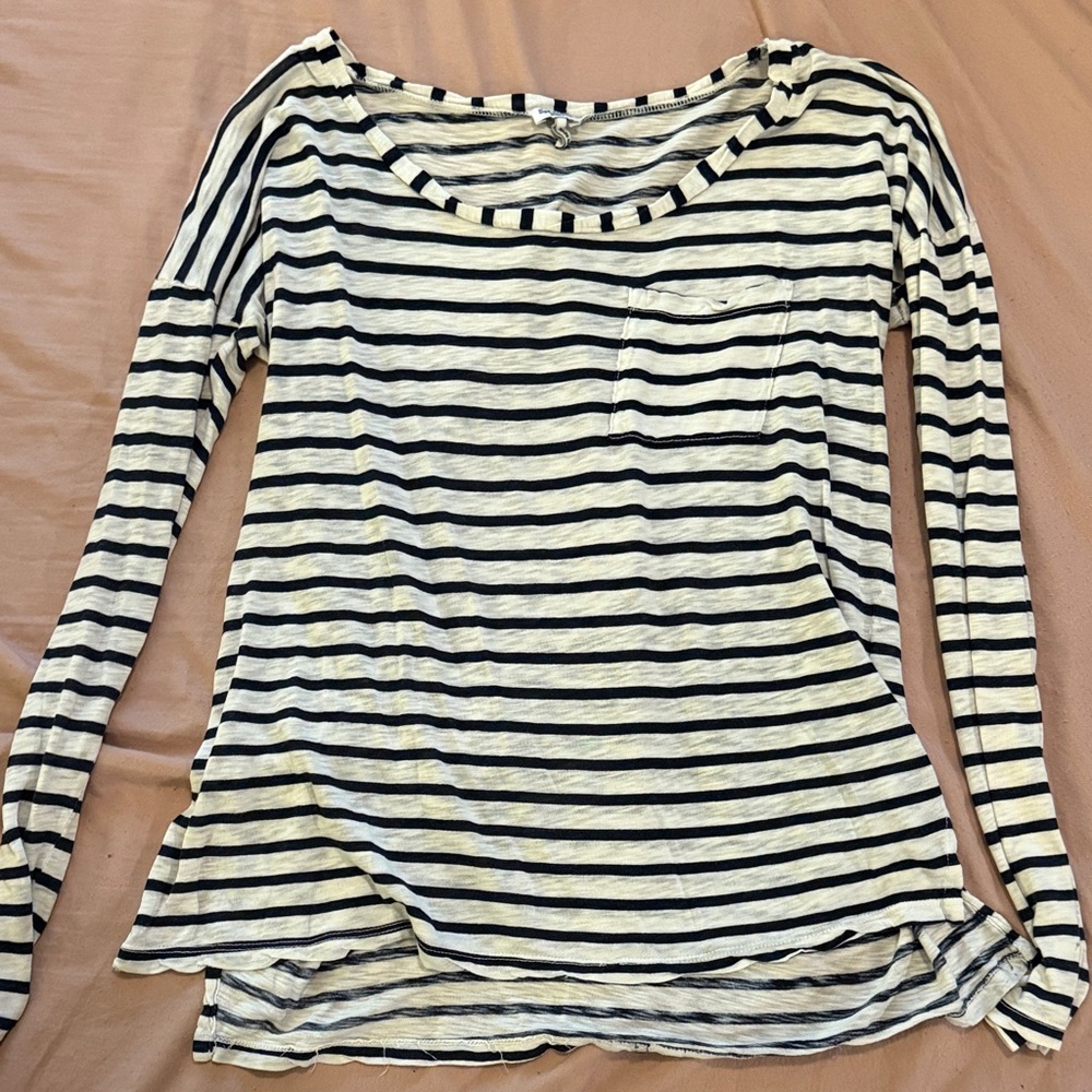 Striped Long Sleeve high low summer top